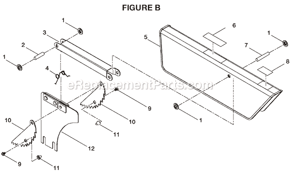 Page B Diagram and Parts List for  Ryobi Table Saw