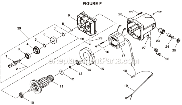 Page F Diagram and Parts List for  Ryobi Table Saw