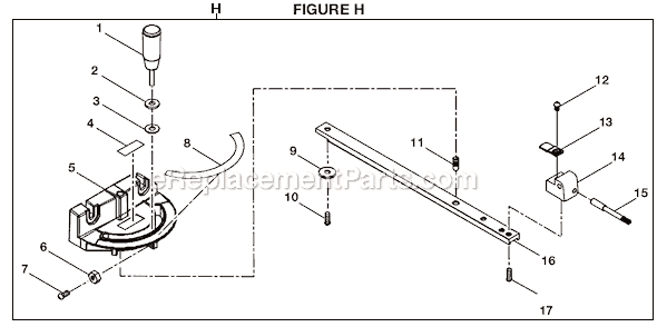 Page H Diagram and Parts List for  Ryobi Table Saw