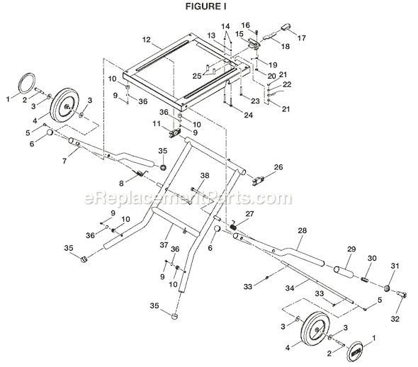 Page I Diagram and Parts List for  Ryobi Table Saw