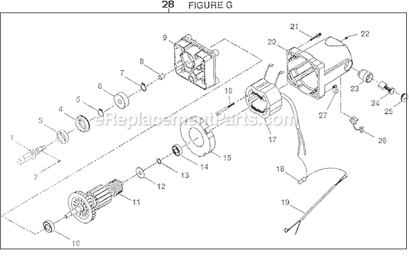Page G Diagram and Parts List for  Ryobi Table Saw