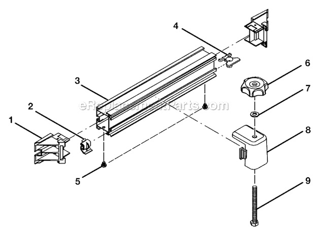 Page B Diagram and Parts List for  Ryobi Table Saw