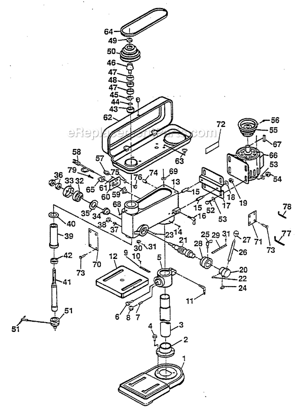 Page A Diagram and Parts List for  Ryobi Drill Press