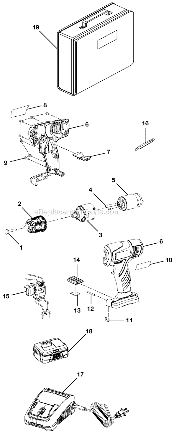 Page A Diagram and Parts List for  Ryobi Cordless Drill