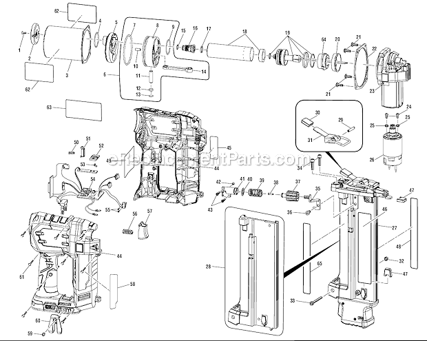 Page A Diagram and Parts List for  Ryobi Nailer