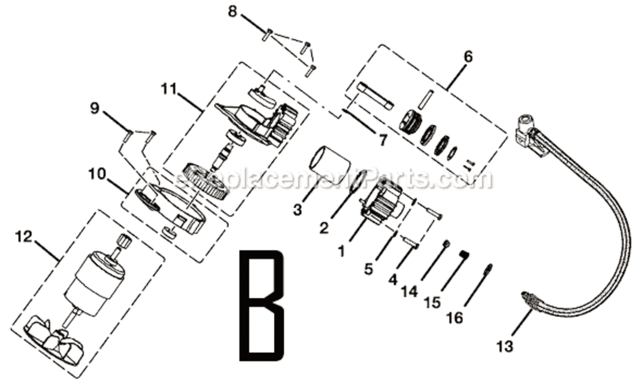 Page B Diagram and Parts List for  Ryobi Compressor