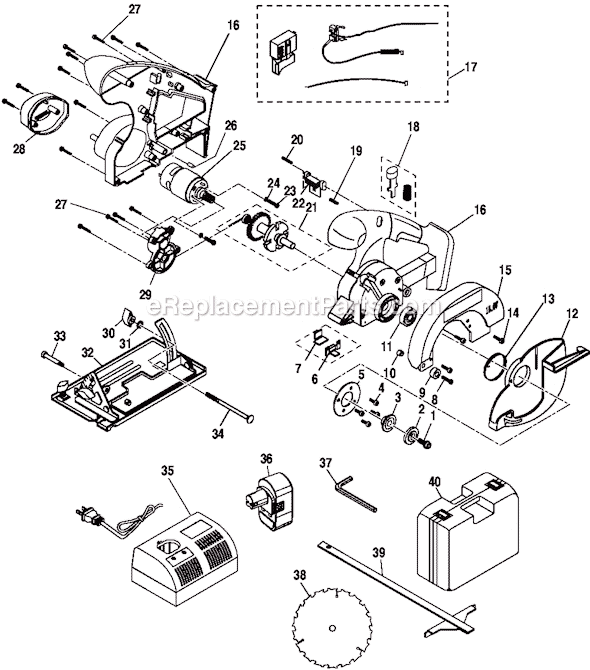 Page A Diagram and Parts List for  Ryobi Circular Saw