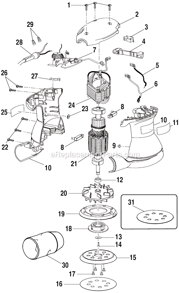 Page A Diagram and Parts List for  Ryobi Sander Polisher