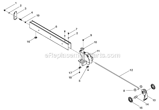 Page C Diagram and Parts List for  Ryobi Table Saw