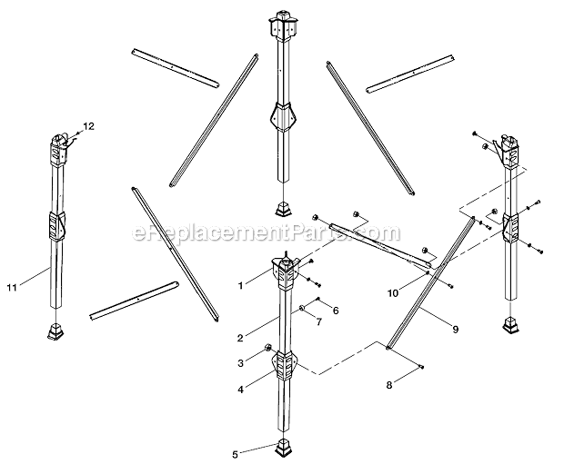 Page D Diagram and Parts List for  Ryobi Table Saw