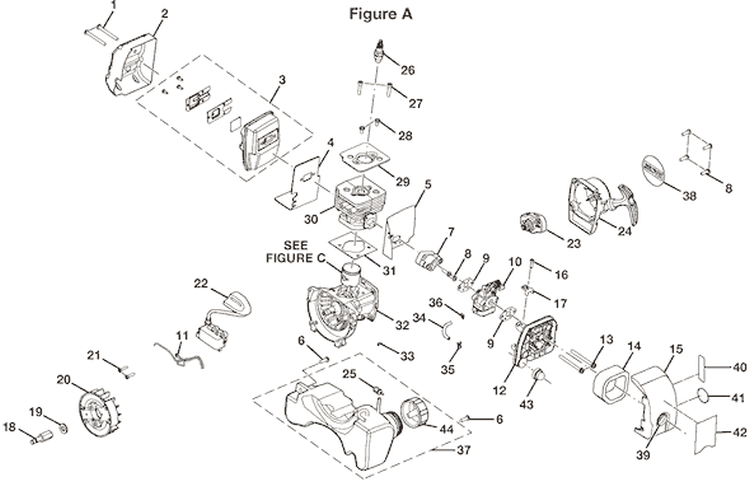 Page A Diagram and Parts List for  Ryobi Leaf Blower / Vacuum