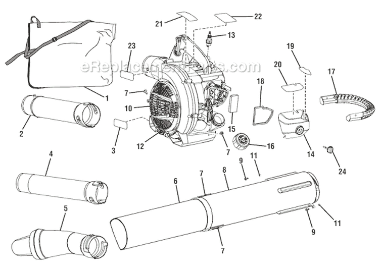 Page A Diagram and Parts List for  Ryobi Leaf Blower / Vacuum