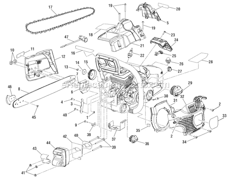 Page A Diagram and Parts List for  Ryobi Chainsaw