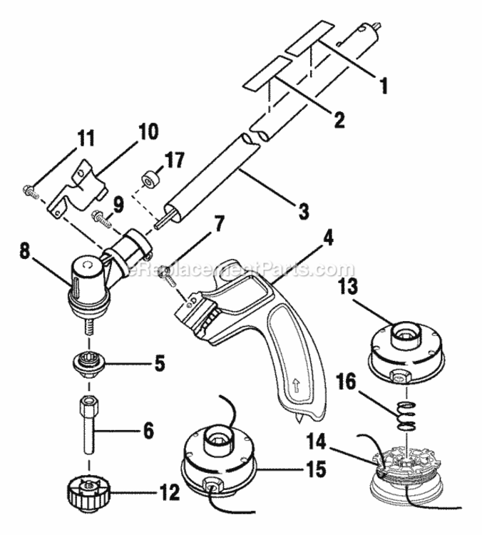 Upper Shaft Assembly Diagram and Parts List for RY30040 Ryobi Trimmer