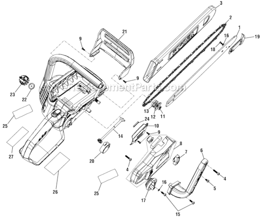 Page A Diagram and Parts List for  Ryobi Chainsaw