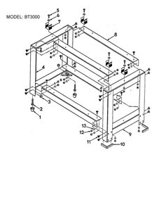 Metal Work Stand Diagram and Parts List for  Ryobi Table Saw