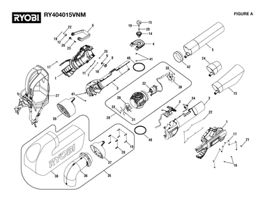 Figure A Diagram and Parts List for (Rev 01)(108727001)(2022-06) Ryobi Leaf Blower / Vacuum