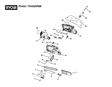 General Assembly Diagram and Parts List for (Rev 03)(107548101)(2022-11) Ryobi Chainsaw