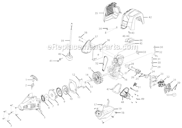 Engine Assembly Diagram and Parts List for  Ryobi Trimmer