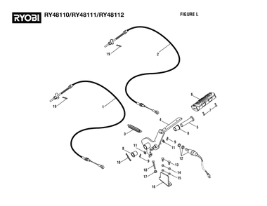 Figure L - Brake Pedal Assembly Diagram and Parts List for (Rev 05)(099749002)(2021-05) Ryobi Lawn Tractor