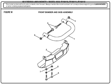Figure M Diagram and Parts List for (Rev 03)(099749002)(2017-05) Ryobi Lawn Tractor