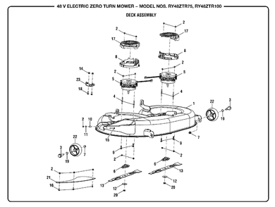 Figure F Diagram and Parts List for (Rev 01)(099749015)(2019-05) Ryobi Lawn Tractor