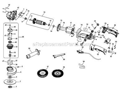 Page A Diagram and Parts List for  Ryobi Angle Grinder