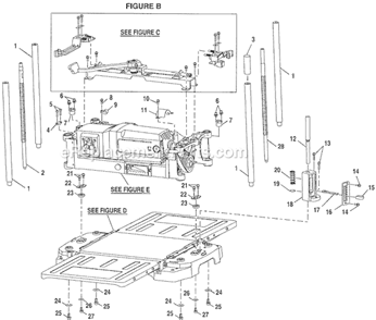 Page B Diagram and Parts List for  Ryobi Planer Jointer