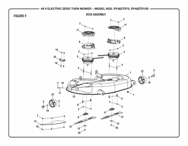 Figure F Diagram and Parts List for (Rev 02)(099749015)(2019-08) Ryobi Lawn Tractor