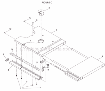 Page C Diagram and Parts List for  Ryobi Band Saw