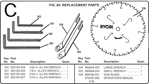 Page C Diagram and Parts List for  Ryobi