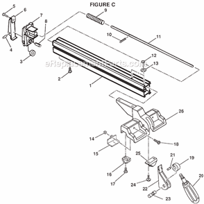 Page C Diagram and Parts List for  Ryobi Table Saw