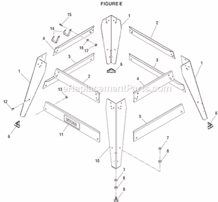 Page E Diagram and Parts List for  Ryobi Table Saw