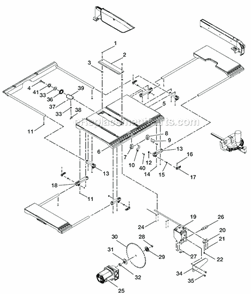 Page A Diagram and Parts List for  Ryobi Table Saw