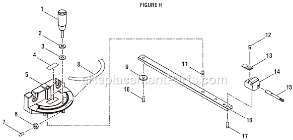 Page H Diagram and Parts List for  Ryobi Table Saw