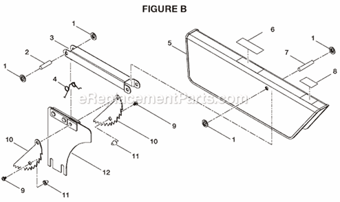 Page B Diagram and Parts List for  Ryobi Table Saw