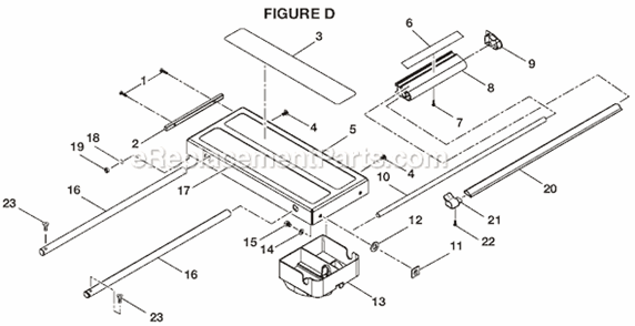 Page D Diagram and Parts List for  Ryobi Table Saw
