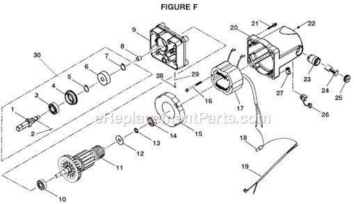 Page F Diagram and Parts List for  Ryobi Table Saw