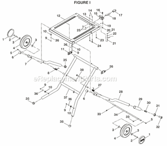 Page I Diagram and Parts List for  Ryobi Table Saw