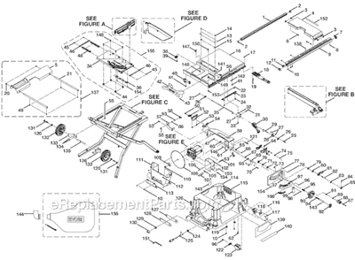 Page A Diagram and Parts List for  Ryobi Table Saw