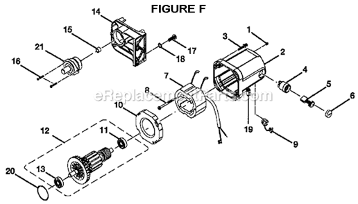 Page F Diagram and Parts List for  Ryobi Table Saw
