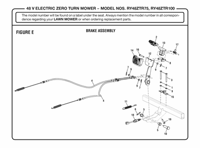 Figure E Diagram and Parts List for (Rev 02)(099749015)(2019-08) Ryobi Lawn Tractor