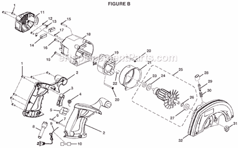 Page B Diagram and Parts List for  Ryobi Circular Saw