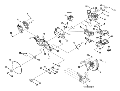 Fig-0 Diagram and Parts List for  Ryobi Saw