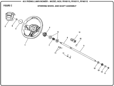 Figure C Diagram and Parts List for (Rev 04)(099749002)(2017-11) Ryobi Lawn Tractor