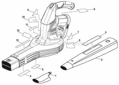 Page A Diagram and Parts List for  Ryobi Leaf Blower / Vacuum