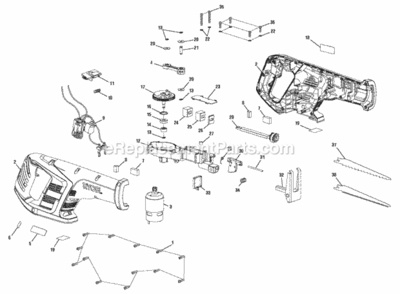 General_Assembly Diagram and Parts List for  Ryobi Reciprocating Saw