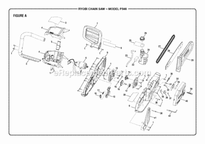Figure_A Diagram and Parts List for  Ryobi Chainsaw