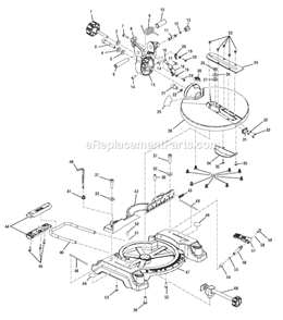 Page B Diagram and Parts List for  Ryobi Miter Saw