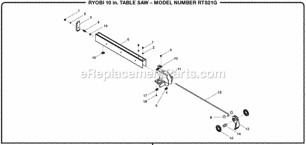 Figure_C Diagram and Parts List for  Ryobi Table Saw
